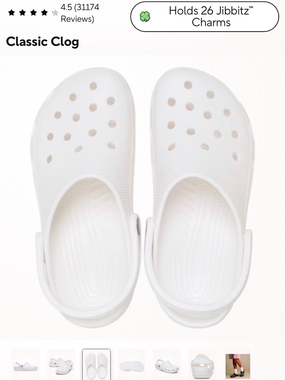 CROCS Classic Men’s Clog - White size 7